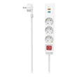 Kép 1/2 - Kábel hosszabbító HAMA 3 aljzat + USB-C/USB-A 1,4m kapcsolóval fehér