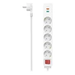 Kép 1/2 - Kábel hosszabbító HAMA 5 aljzat + USB-C/USB-A 1,4m kapcsolóval fehér