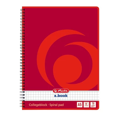 Spirálfüzet kockás HERLITZ A/5 80 lapos perforált lyukasztott